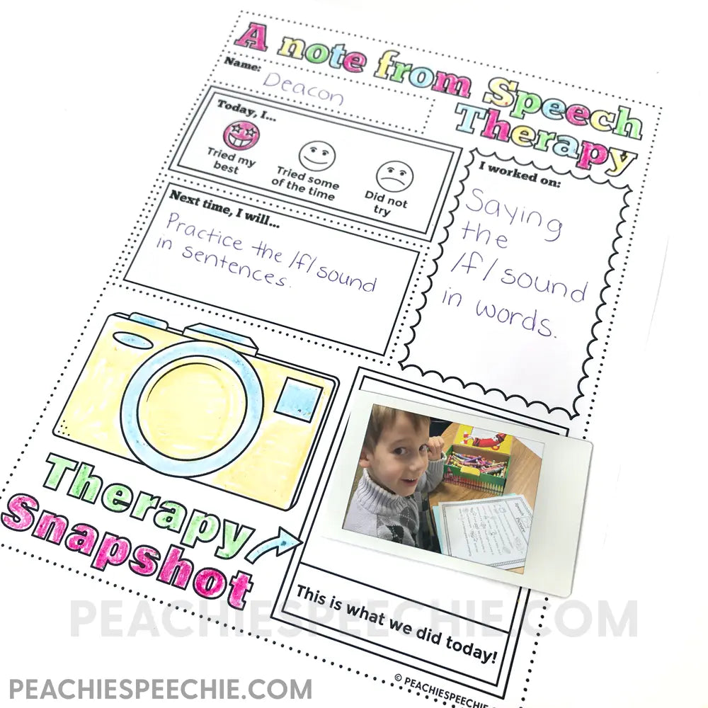 Notes From Speech Therapy - Materials peachiespeechie.com