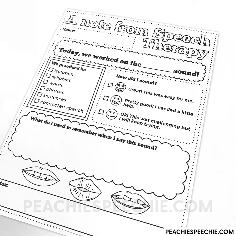 Notes From Speech Therapy - Materials peachiespeechie.com