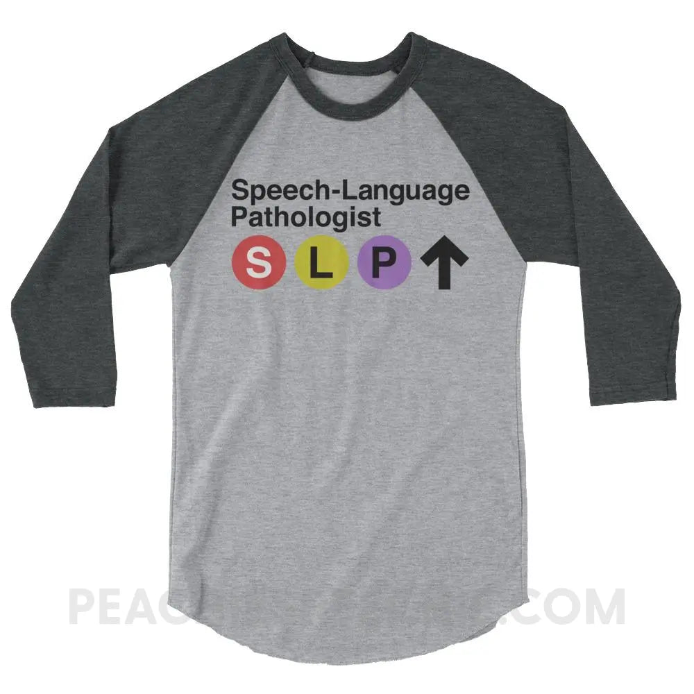 NYC SLP Baseball Tee - Heather Grey/Heather Charcoal / XS - T-Shirts & Tops peachiespeechie.com