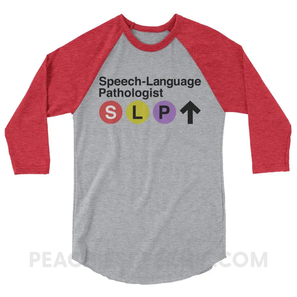 NYC SLP Baseball Tee - Heather Grey/Heather Red / XS - T-Shirts & Tops peachiespeechie.com