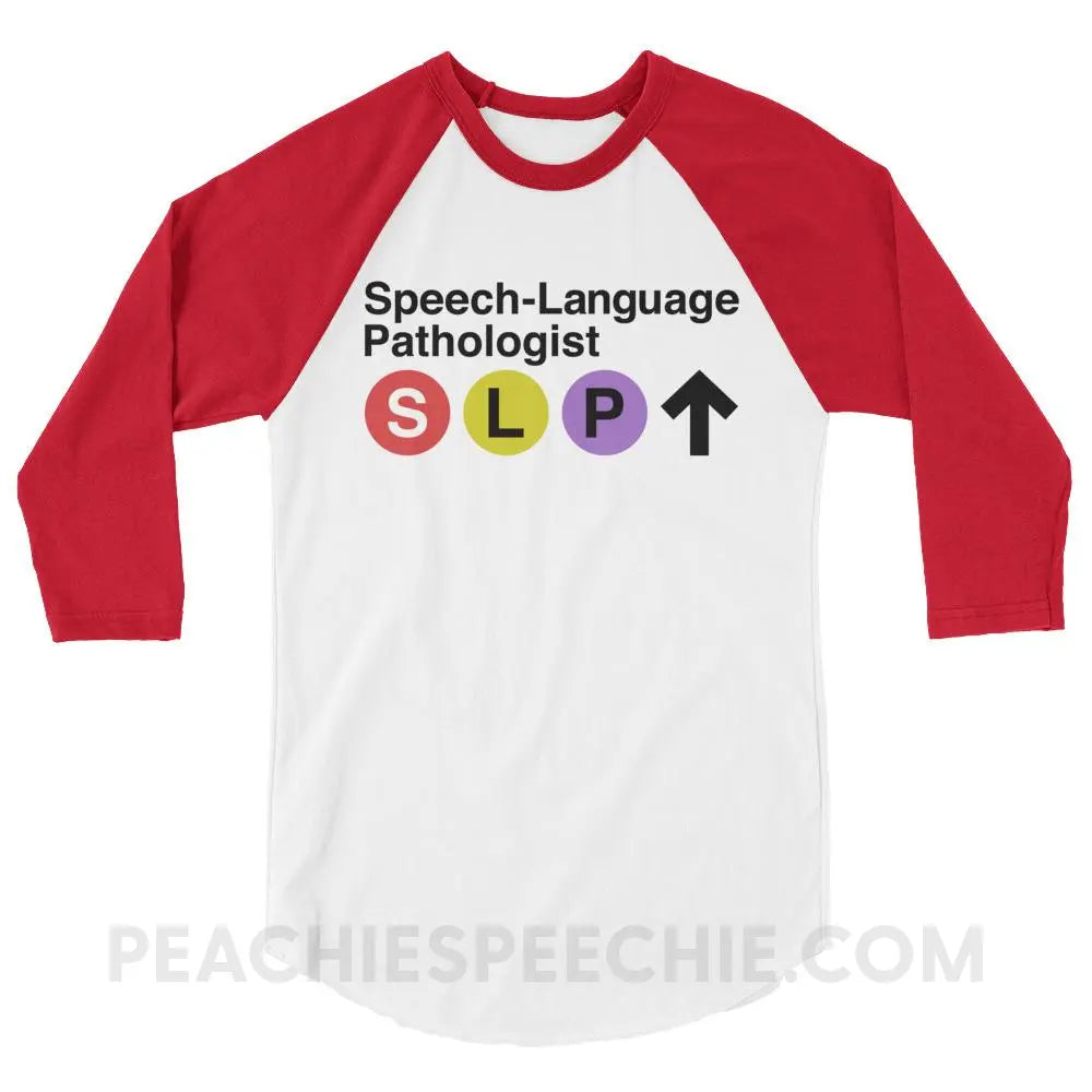 NYC SLP Baseball Tee - White/Red / XS - T-Shirts & Tops peachiespeechie.com