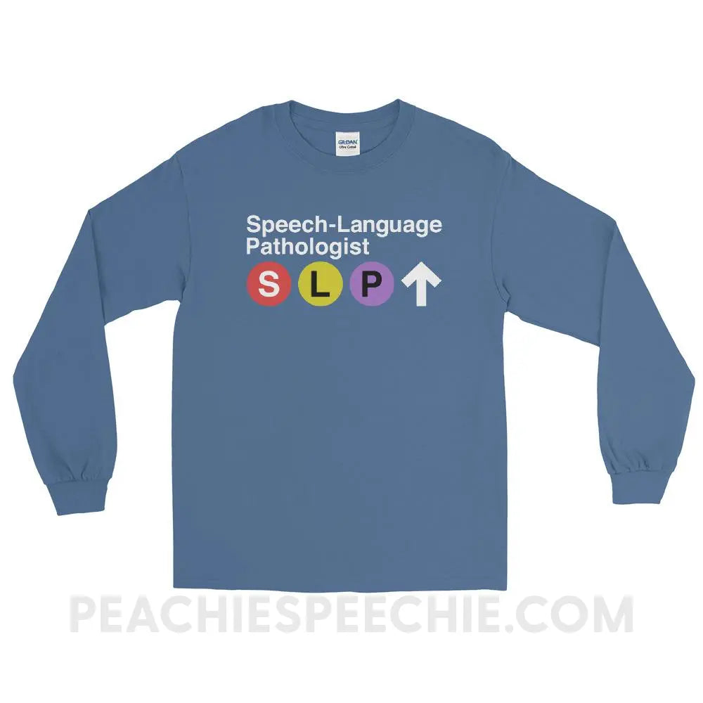 NYC SLP Long Sleeve Tee - Indigo Blue / S - T-Shirts & Tops peachiespeechie.com