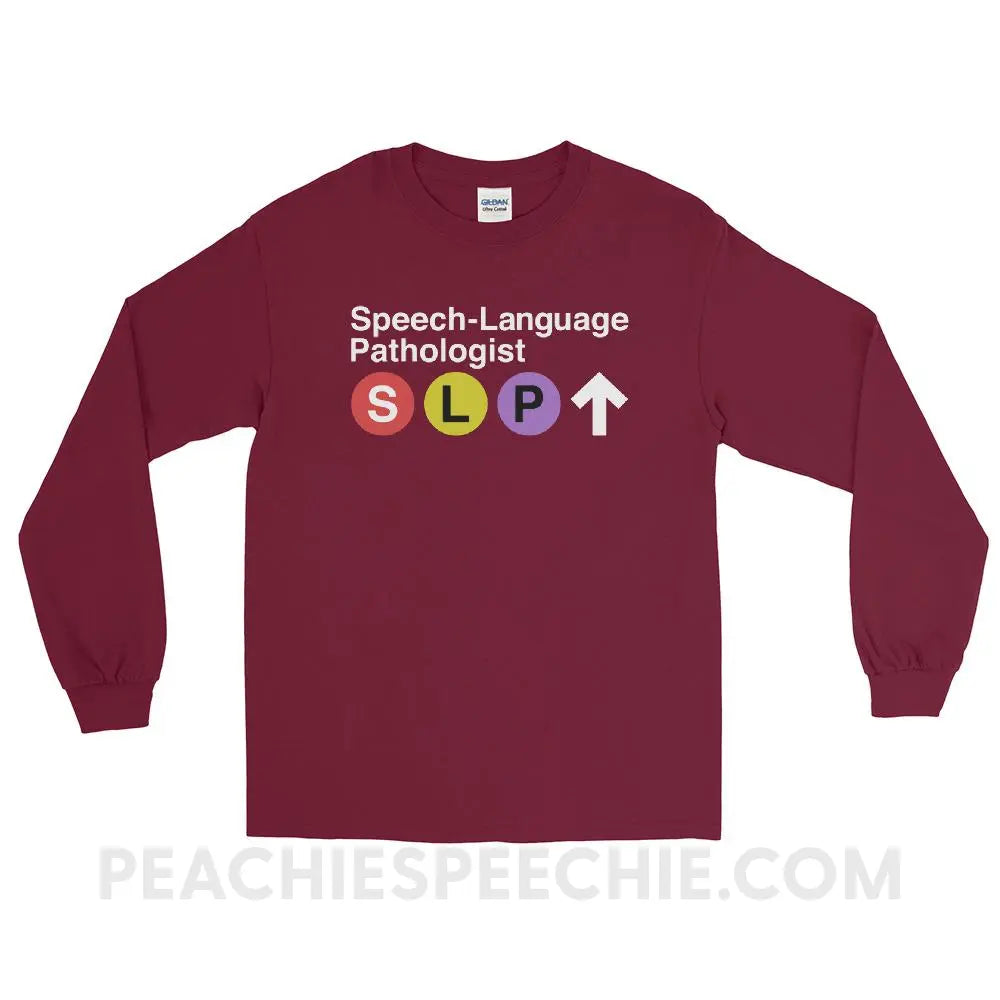 NYC SLP Long Sleeve Tee - Maroon / S - T-Shirts & Tops peachiespeechie.com