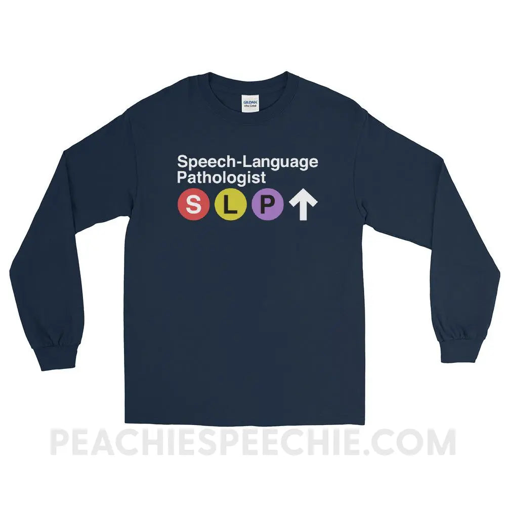 NYC SLP Long Sleeve Tee - Navy / S - T-Shirts & Tops peachiespeechie.com