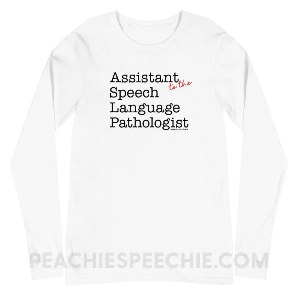 The Office Assistant (to the) Speech Language Pathologist Premium Long Sleeve - White / XS - peachiespeechie.com