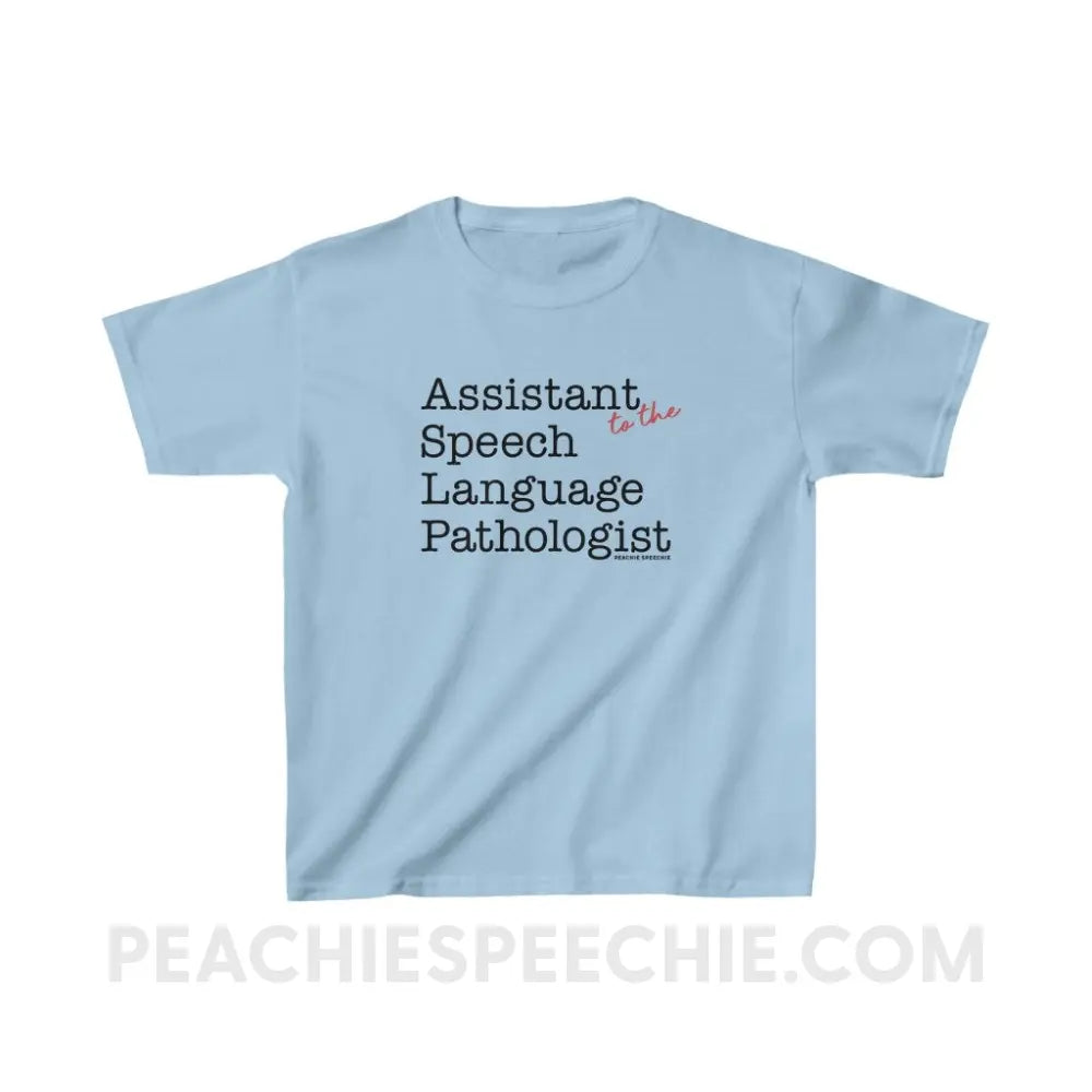 The Office Assistant (to the) Speech Language Pathologist Youth Tee - Light Blue / XS Kids clothes peachiespeechie.com
