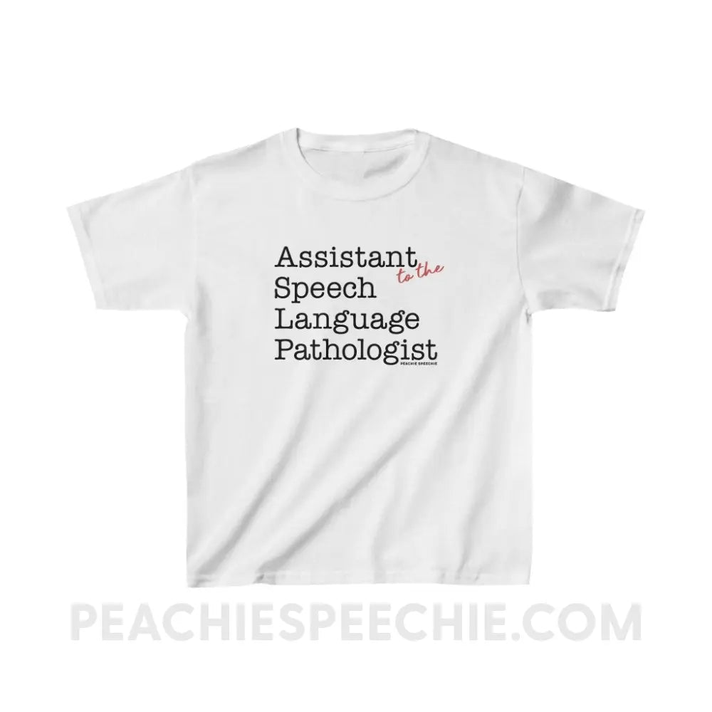The Office Assistant (to the) Speech Language Pathologist Youth Tee - White / XS Kids clothes peachiespeechie.com