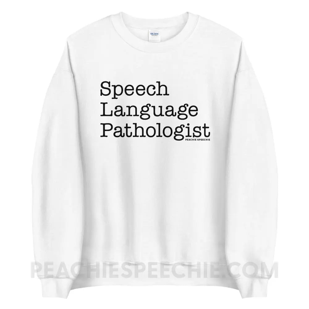 The Office Speech Language Pathologist Classic Sweatshirt - White / S peachiespeechie.com
