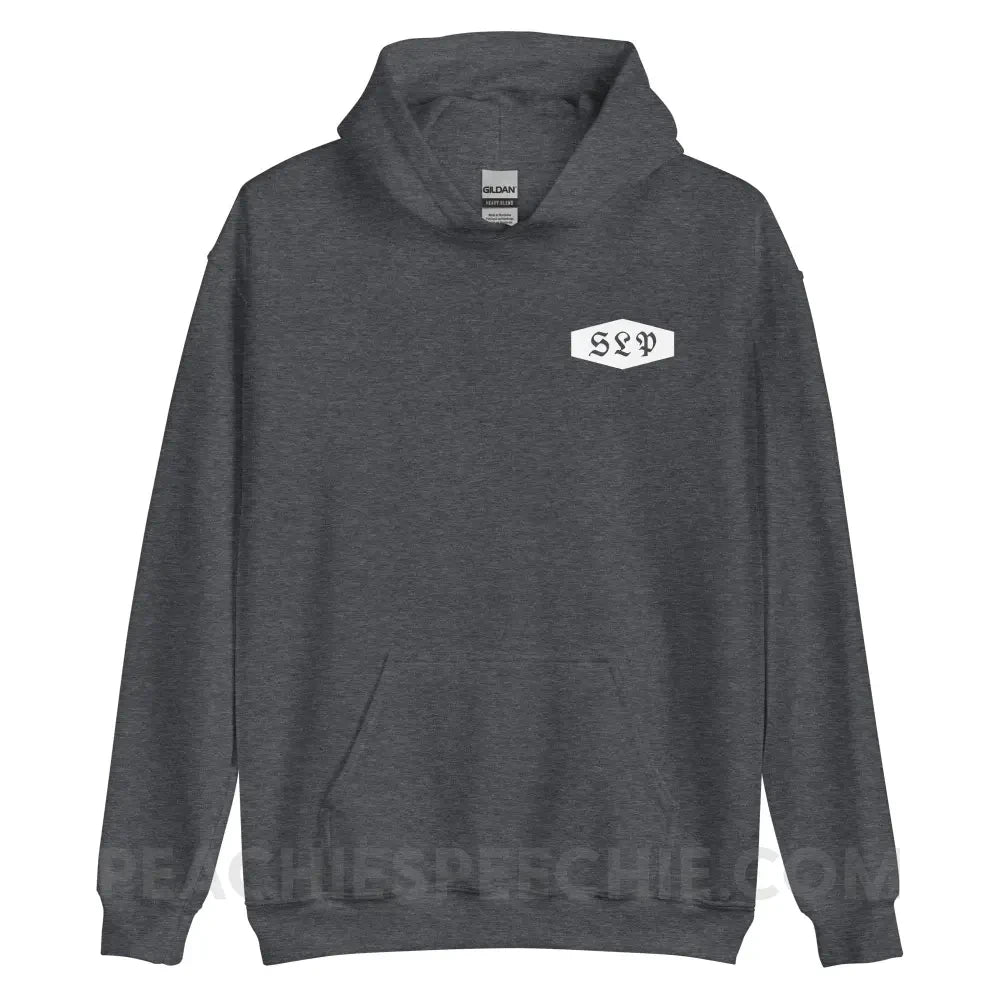 Old English More Than Just Words Emblem Classic Hoodie - Dark Heather / S - peachiespeechie.com