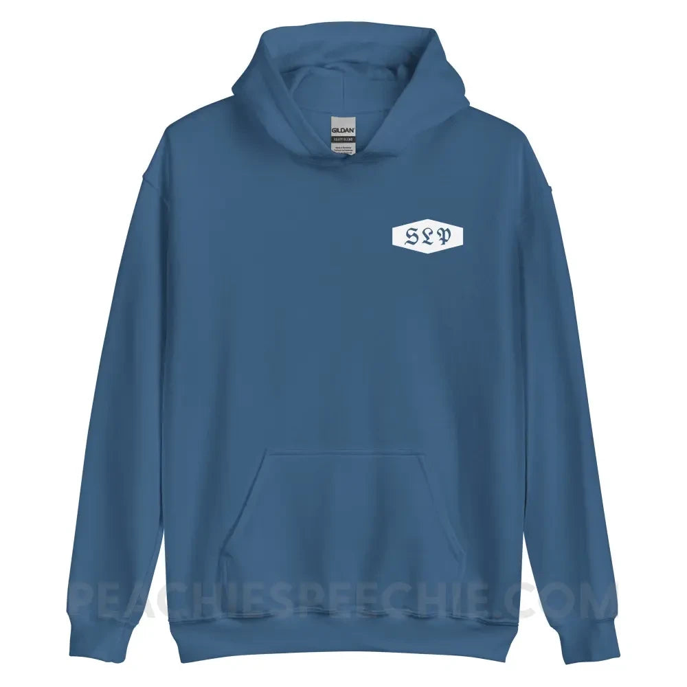 Old English More Than Just Words Emblem Classic Hoodie - Indigo Blue / S - peachiespeechie.com