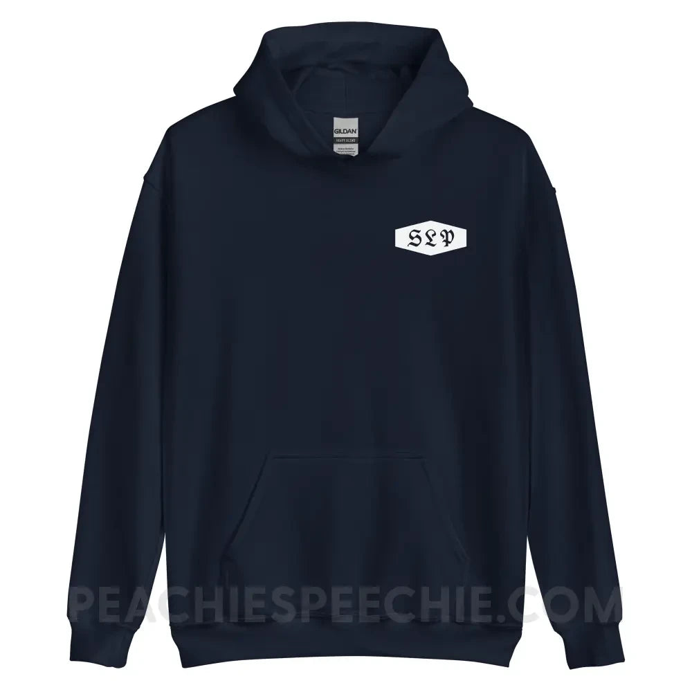 Old English More Than Just Words Emblem Classic Hoodie - Navy / S - peachiespeechie.com