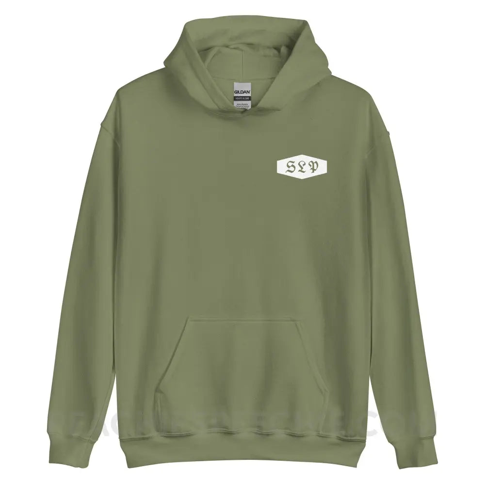 Old English More Than Just Words Emblem Classic Hoodie - Military Green / S - peachiespeechie.com
