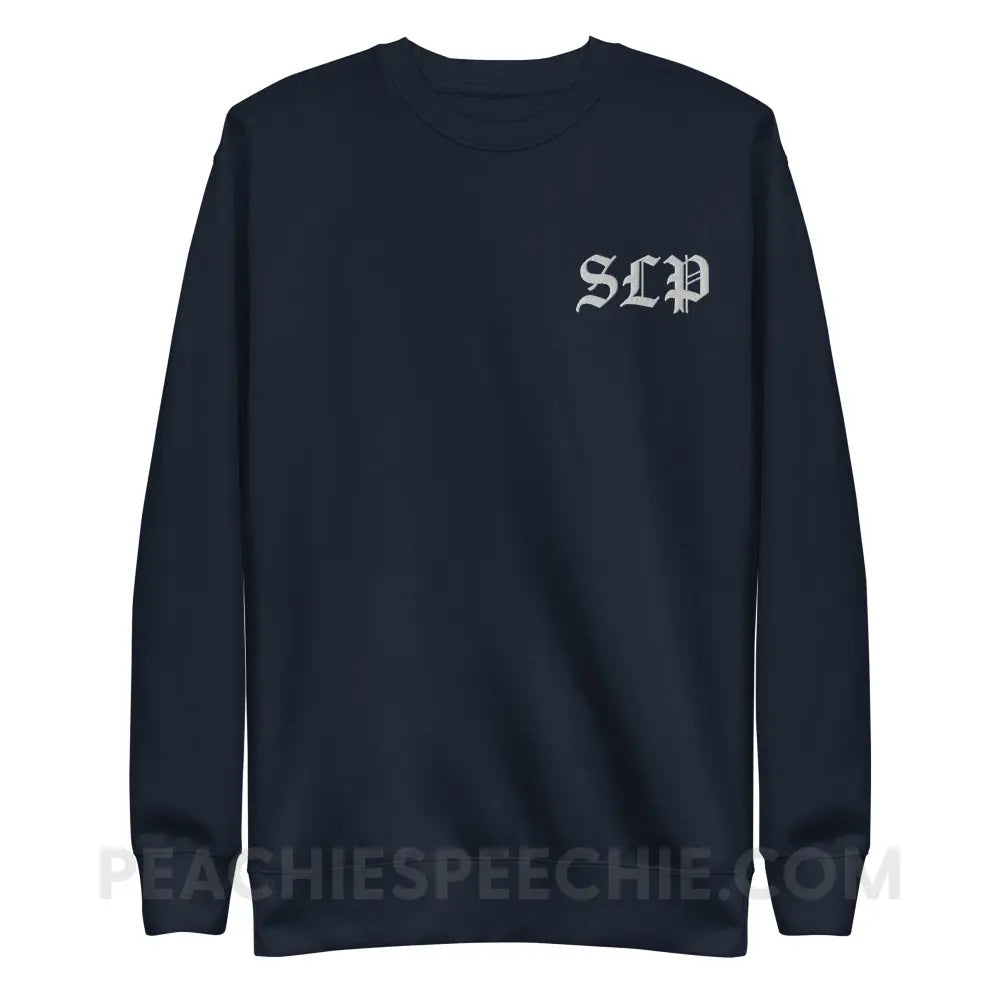 Old English SLP Embroidered Fave Crewneck - Navy Blazer / S - peachiespeechie.com