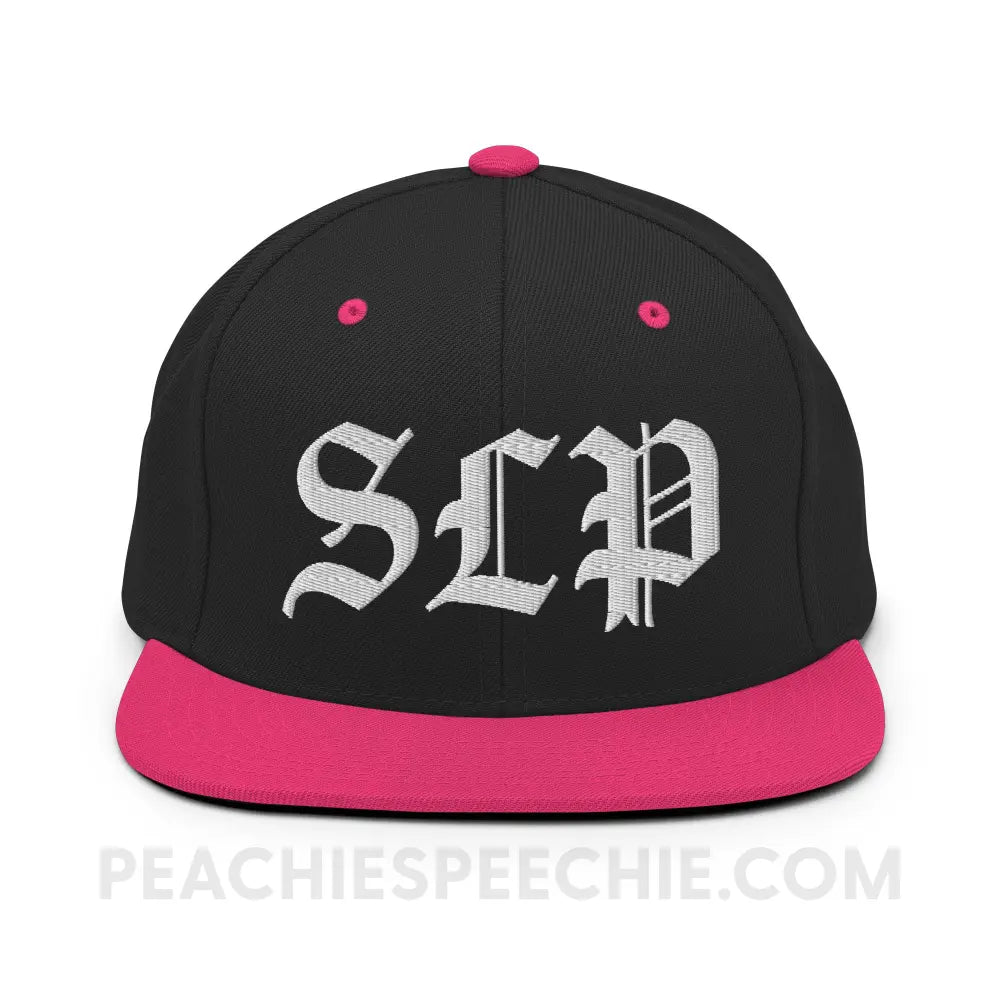Old English SLP Premium Ball Cap - Black/ Neon Pink - peachiespeechie.com