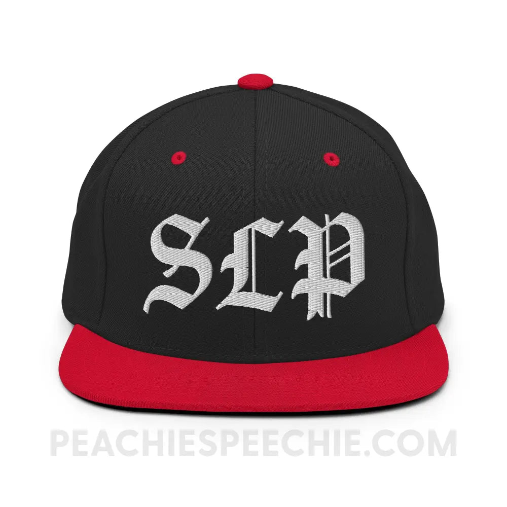 Old English SLP Premium Ball Cap - Black/ Red - peachiespeechie.com
