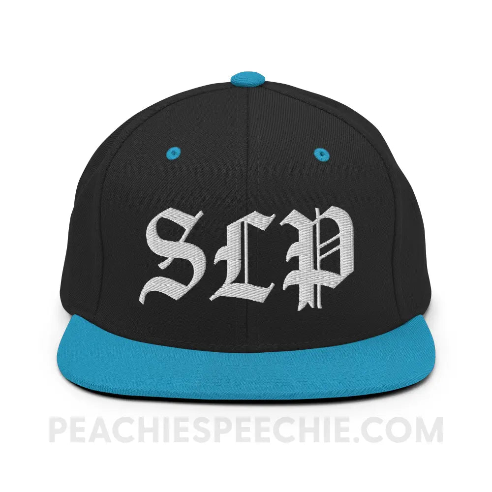 Old English SLP Premium Ball Cap - Black/ Teal - peachiespeechie.com