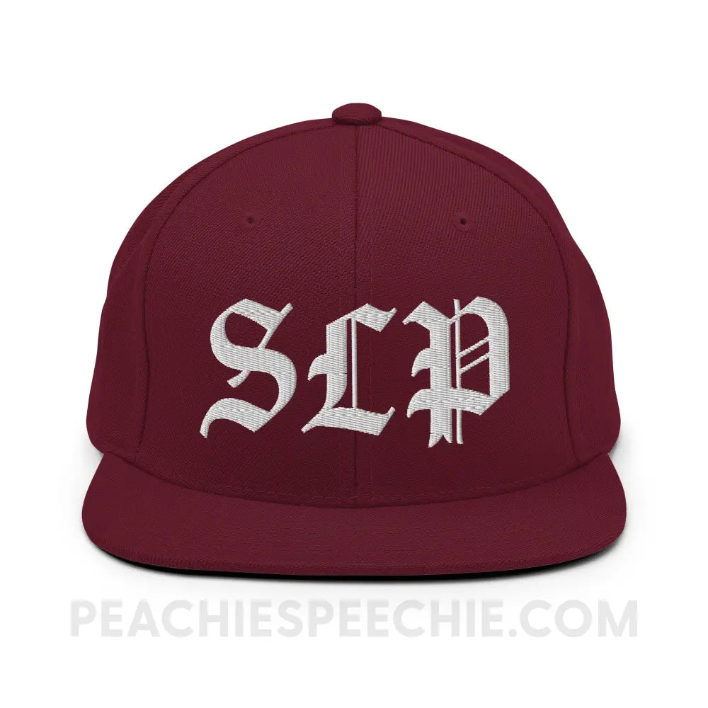 Old English SLP Premium Ball Cap - Maroon - peachiespeechie.com
