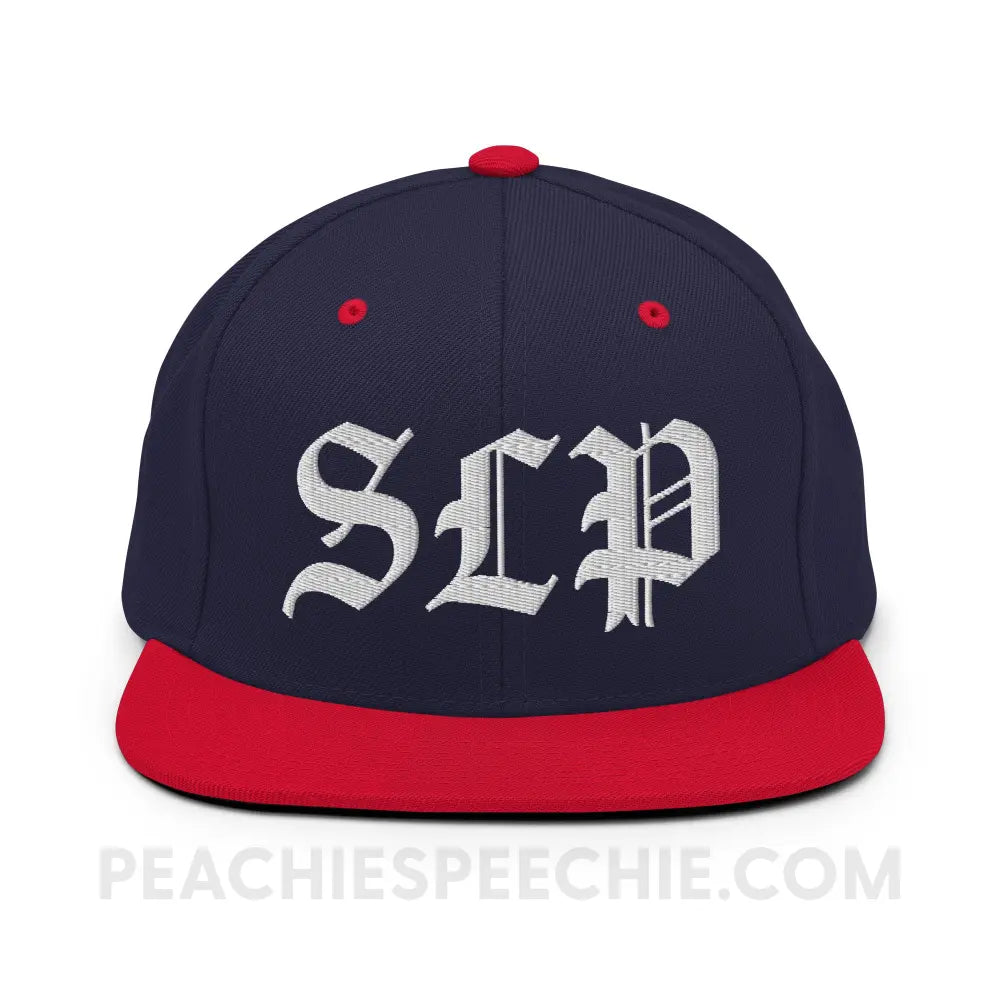 Old English SLP Premium Ball Cap - Navy/ Red - peachiespeechie.com