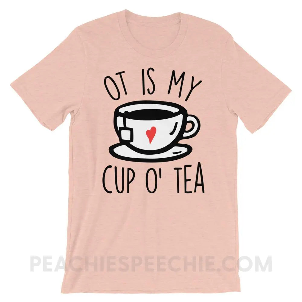 OT Is My Cup O’ Tea Premium Soft Tee - Heather Prism Peach / XS - T-Shirts & Tops peachiespeechie.com