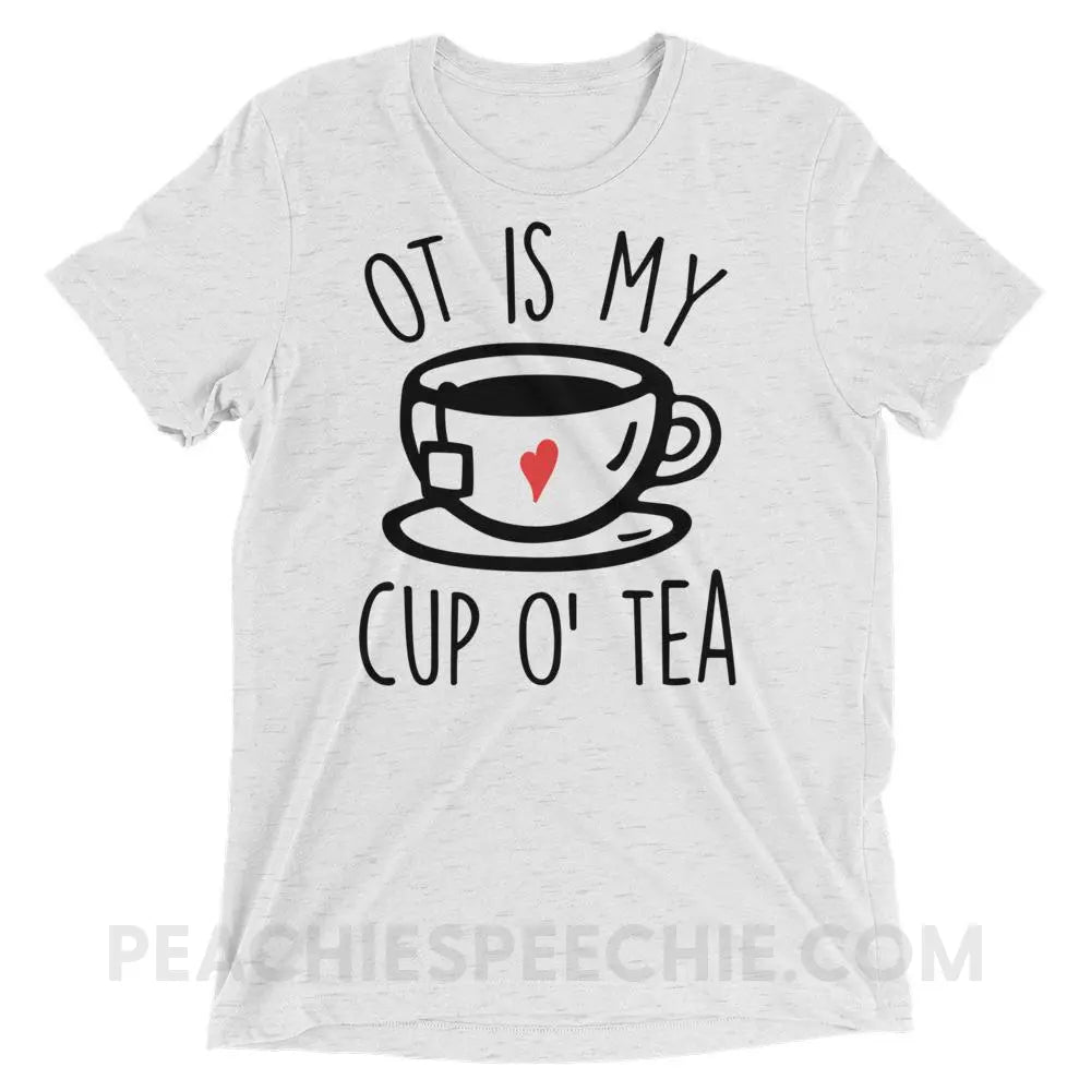 OT Is My Cup O’ Tea Tri-Blend Tee - White Fleck Triblend / XS - T-Shirts & Tops peachiespeechie.com