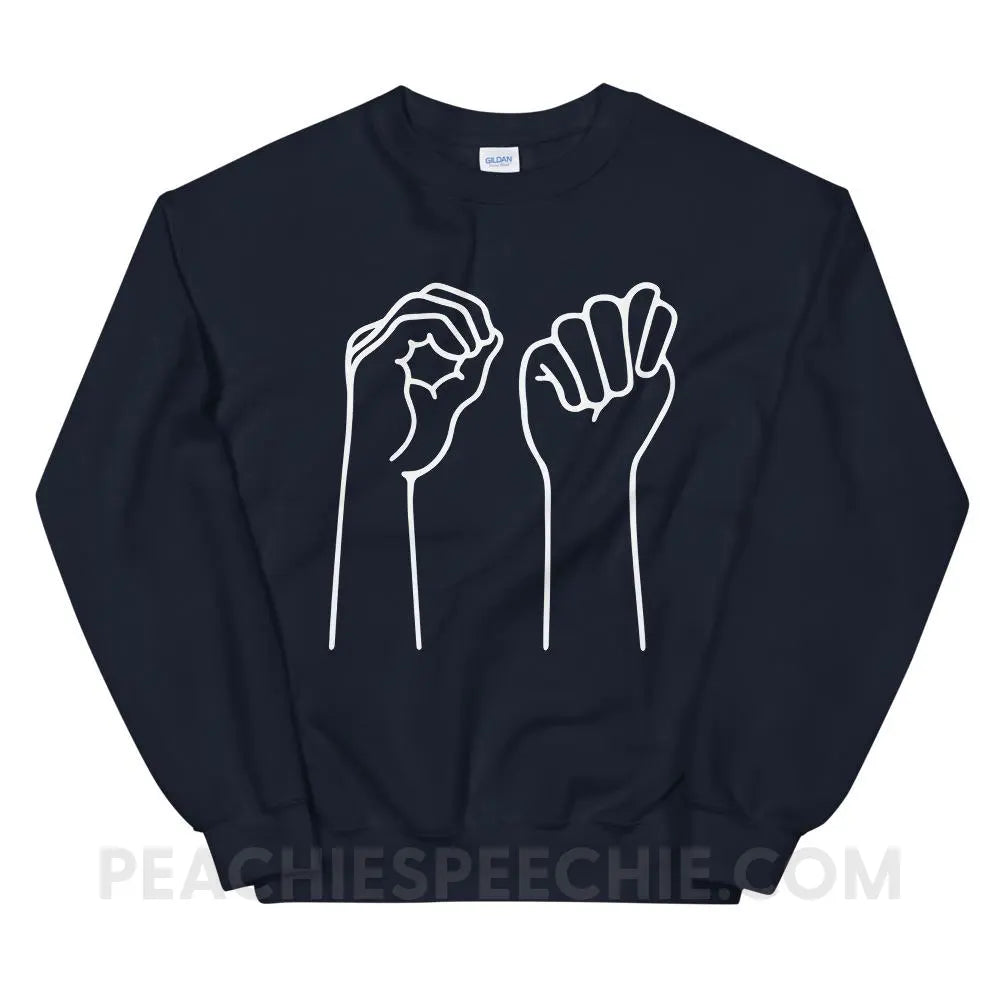OT Hands Classic Sweatshirt - Navy / S - Hoodies & Sweatshirts peachiespeechie.com