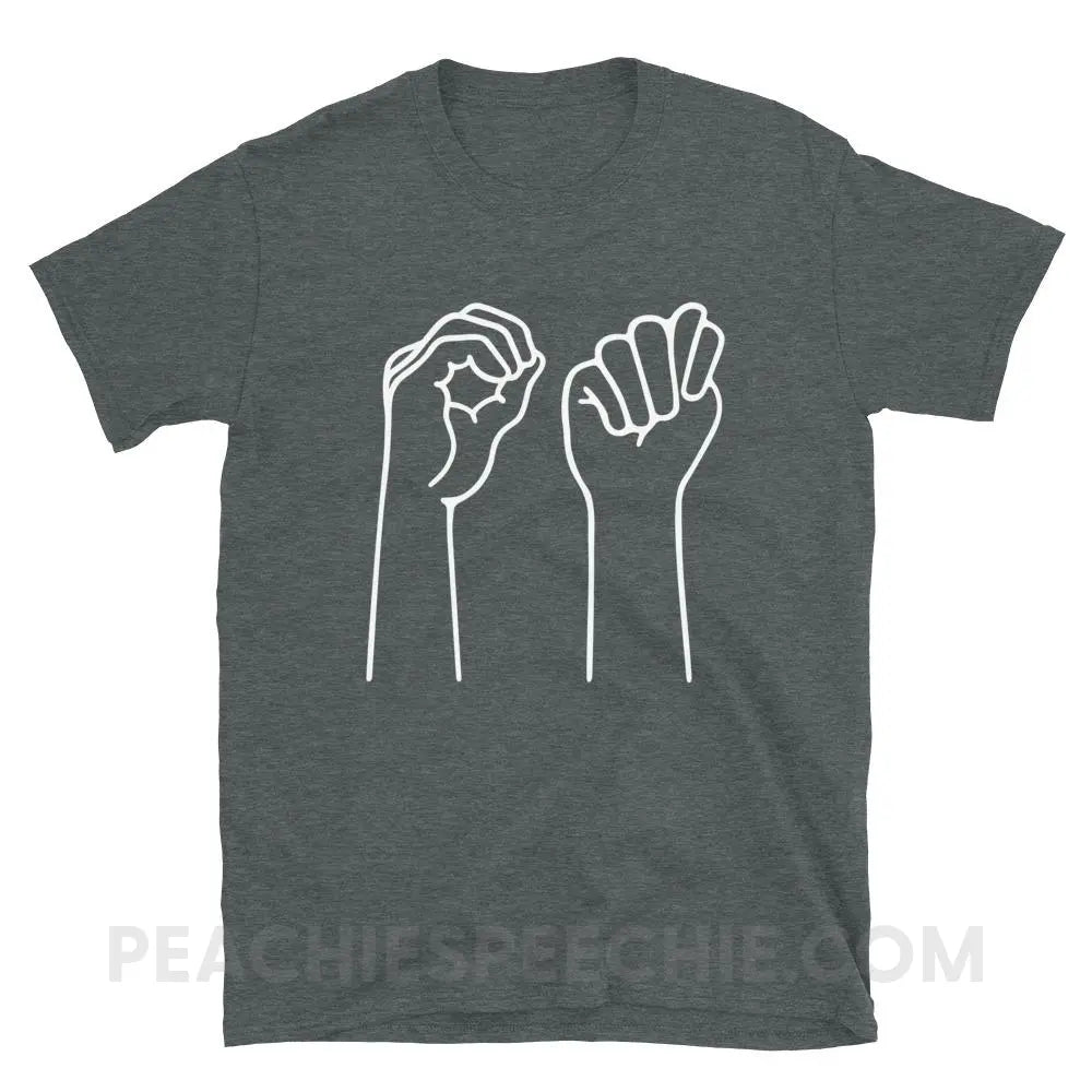 OT Hands Classic Tee - Dark Heather / S - T-Shirts & Tops peachiespeechie.com