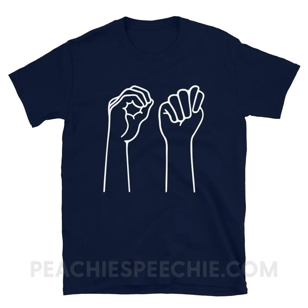 OT Hands Classic Tee - Navy / S - T-Shirts & Tops peachiespeechie.com