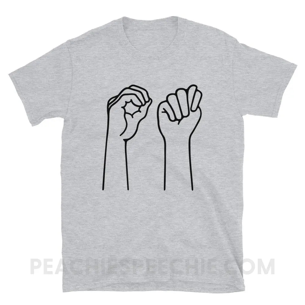 OT Hands Classic Tee - Sport Grey / S - T-Shirts & Tops peachiespeechie.com