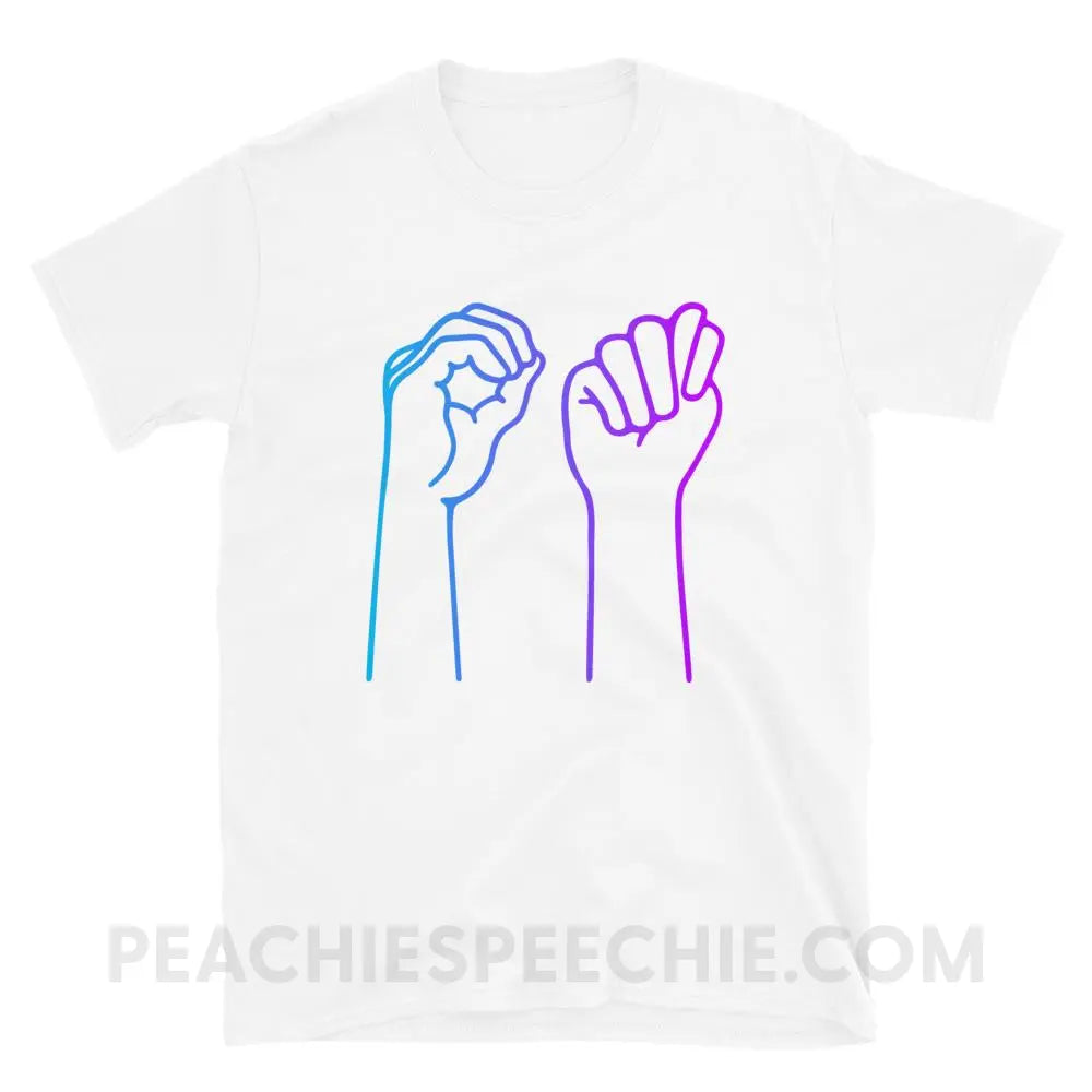 OT Hands Classic Tee - White / S - T-Shirts & Tops peachiespeechie.com