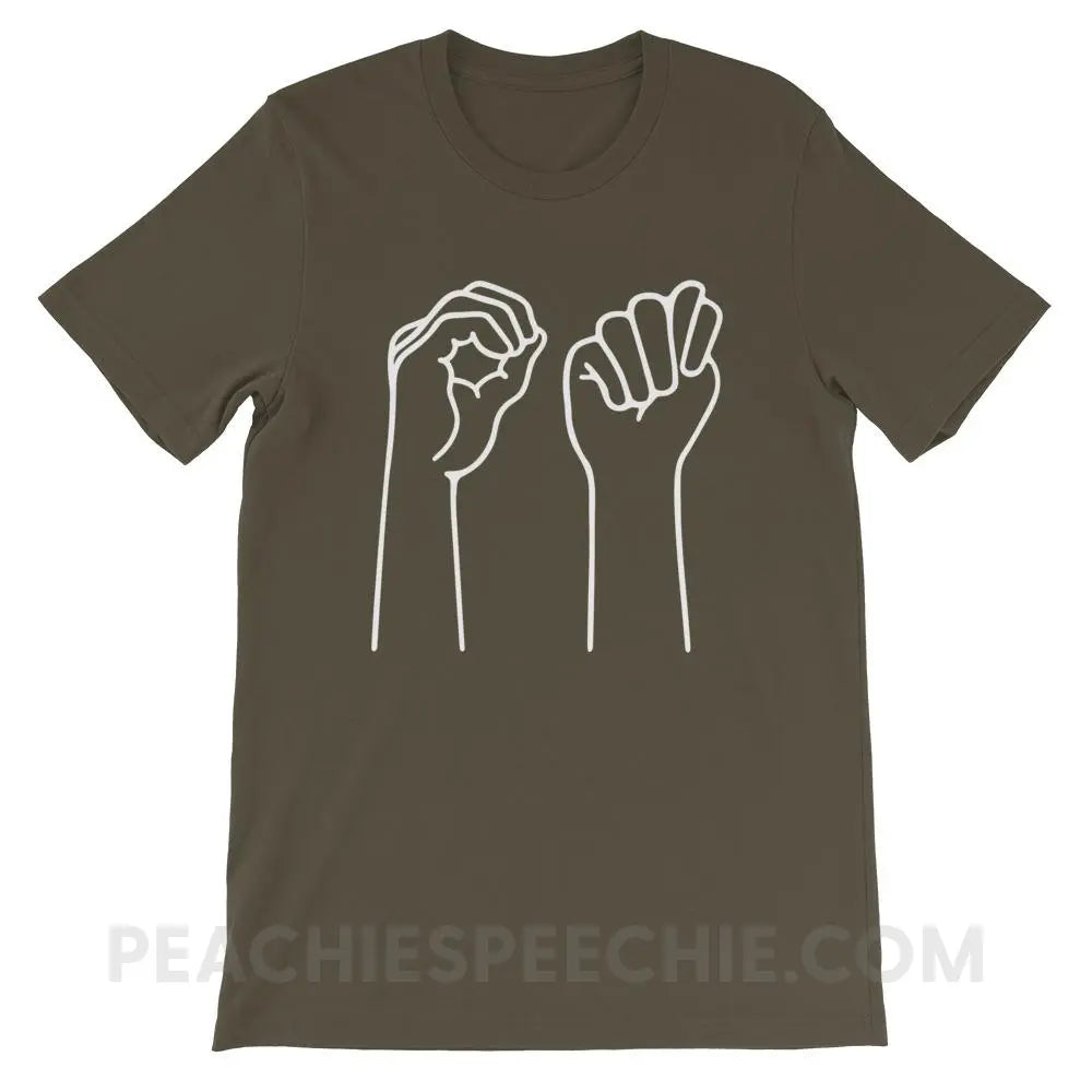 OT Hands Premium Soft Tee - Army / S - T-Shirts & Tops peachiespeechie.com