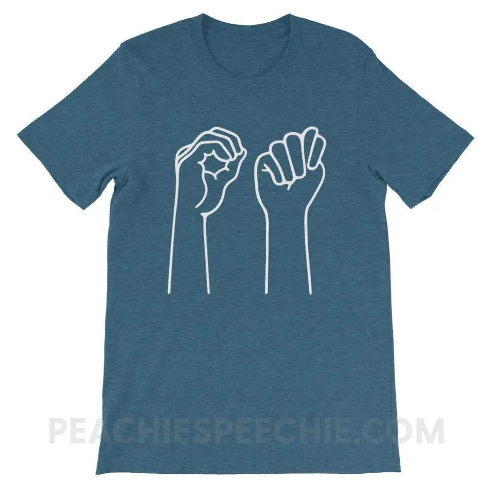 OT Hands Premium Soft Tee - Heather Deep Teal / S - T-Shirts & Tops peachiespeechie.com