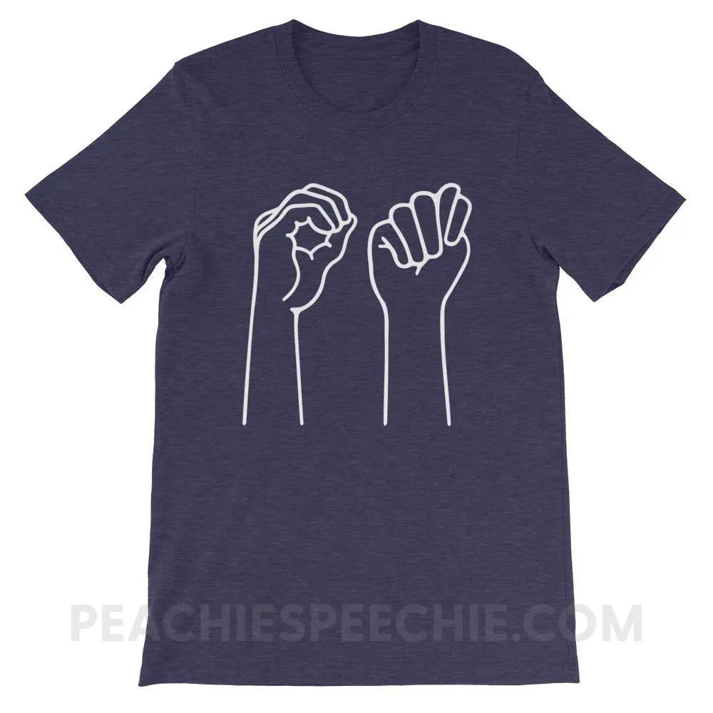 OT Hands Premium Soft Tee - Heather Midnight Navy / XS - T-Shirts & Tops peachiespeechie.com