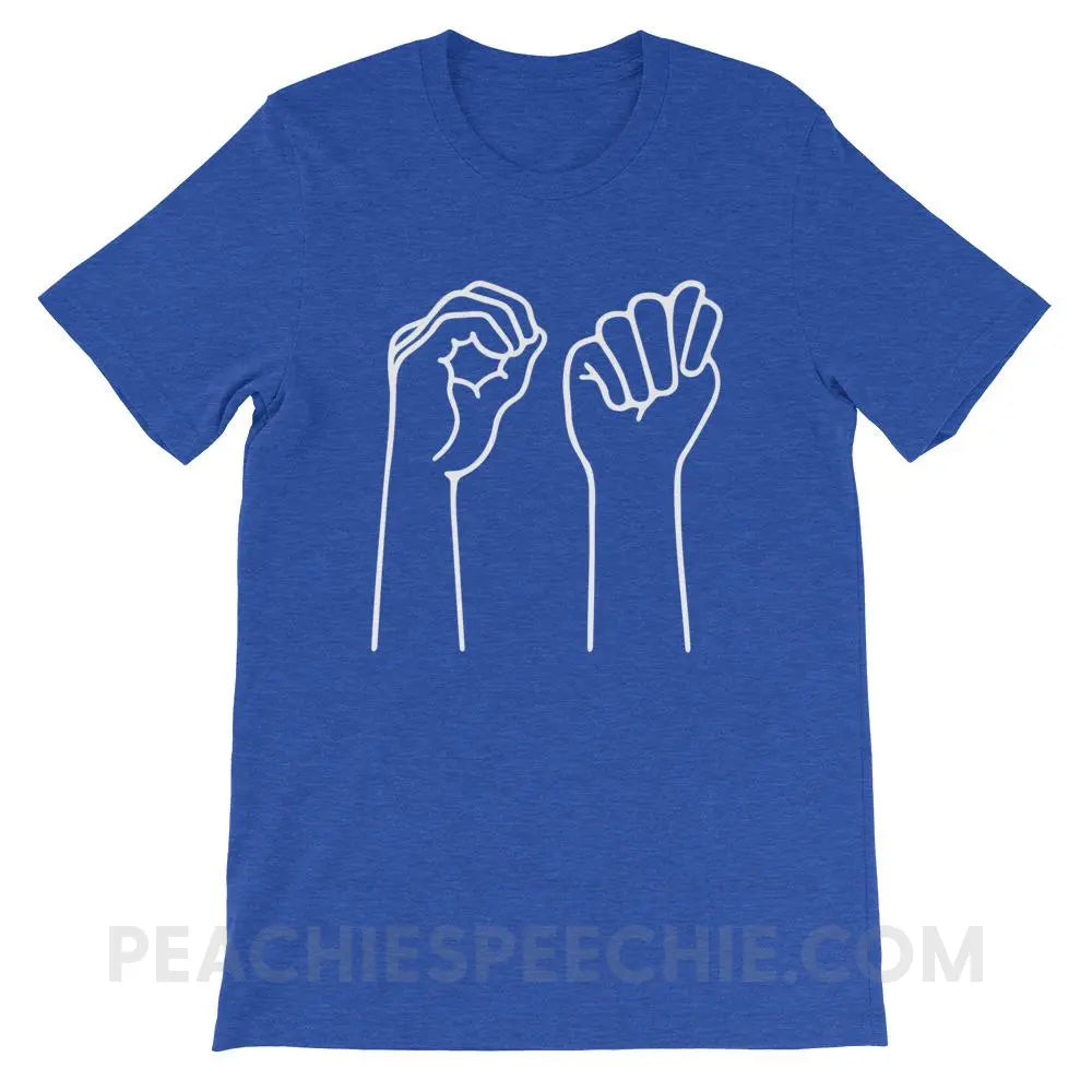 OT Hands Premium Soft Tee - Heather True Royal / S - T-Shirts & Tops peachiespeechie.com