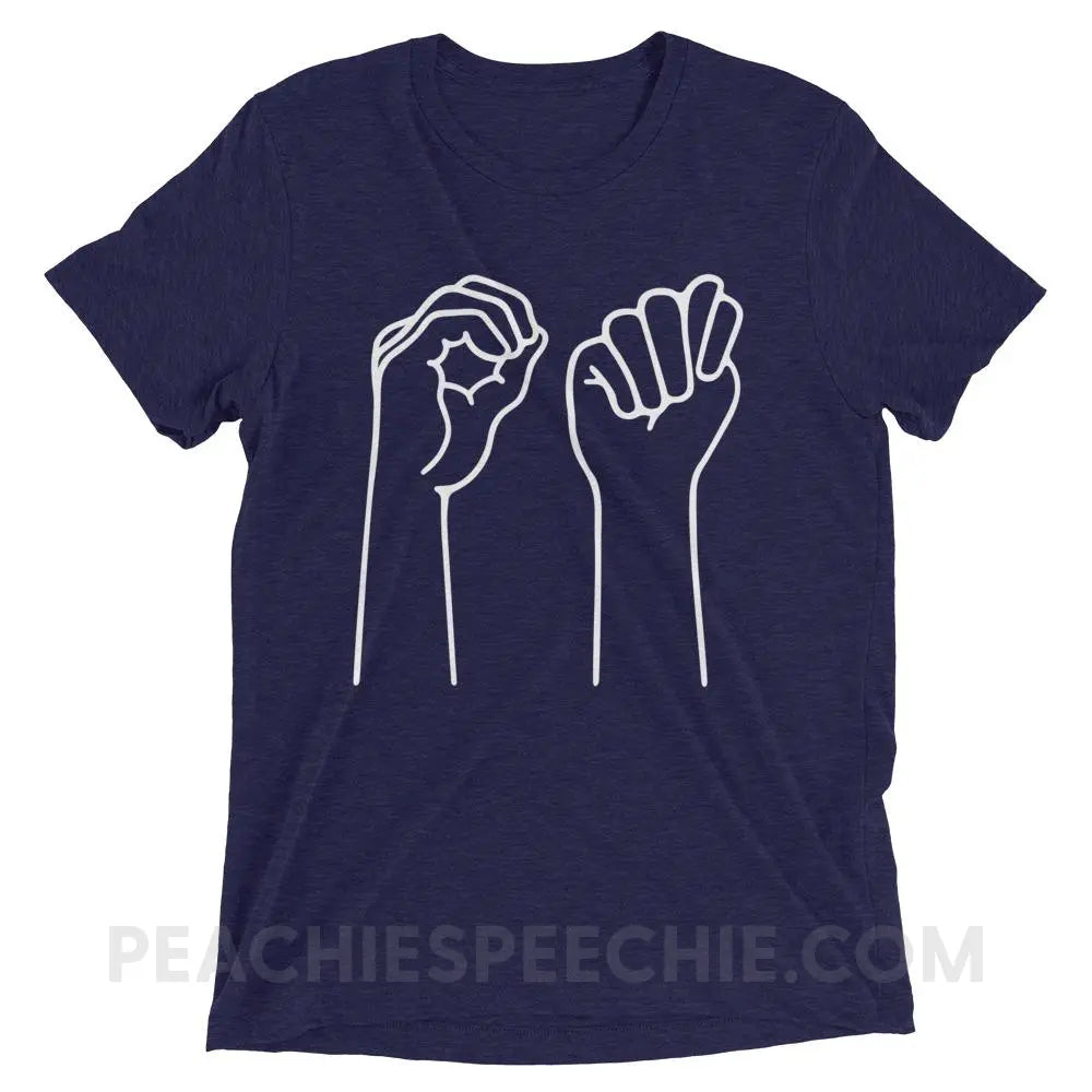 OT Hands Tri-Blend Tee - Navy Triblend / XS - T-Shirts & Tops peachiespeechie.com