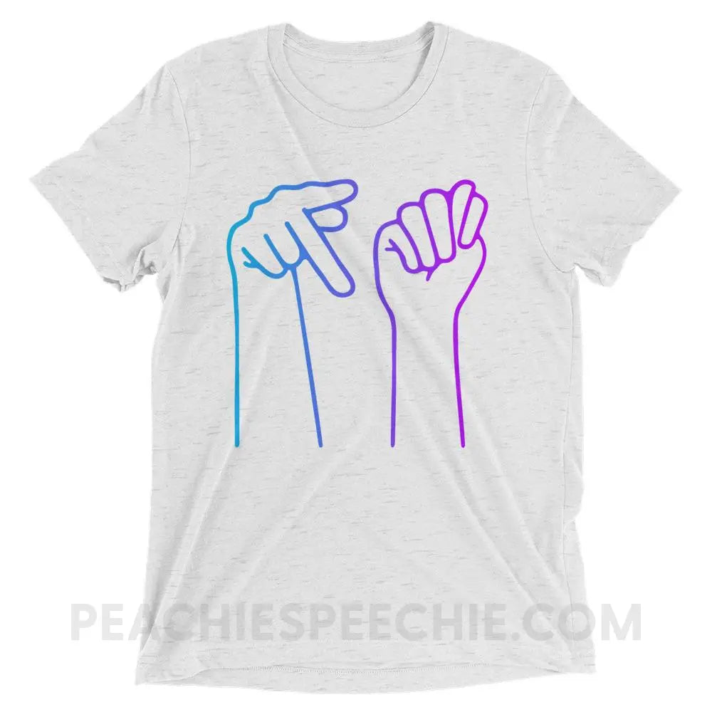 OT Hands Tri-Blend Tee - White Fleck Triblend / XS - T-Shirts & Tops peachiespeechie.com
