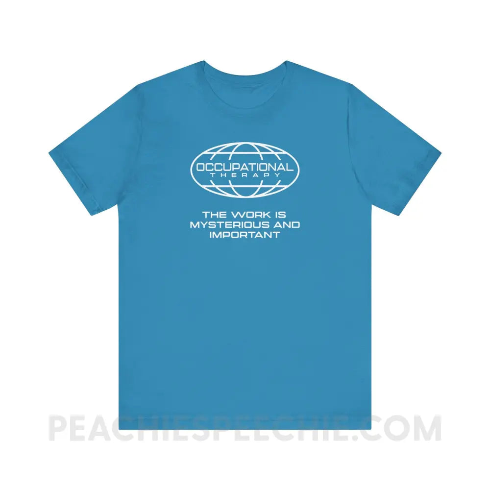OT Is Mysterious And Important Premium Soft Tee - Aqua / XS - T-Shirt peachiespeechie.com