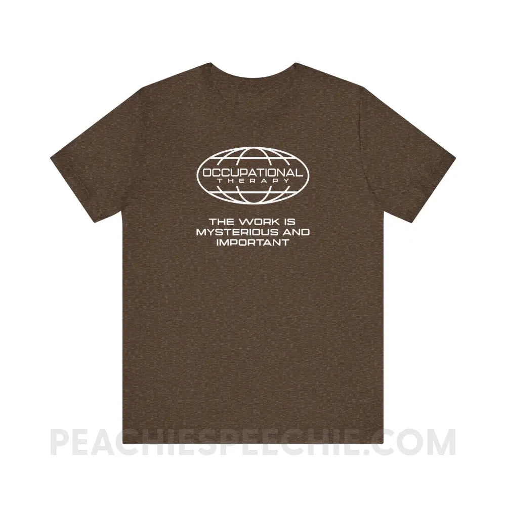 OT Is Mysterious And Important Premium Soft Tee - Heather Brown / XS - T-Shirt peachiespeechie.com