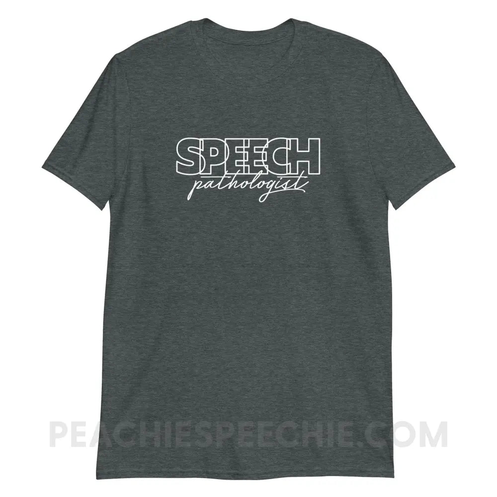 Overlapping Speech Pathologist Classic Tee - Dark Heather / S - peachiespeechie.com
