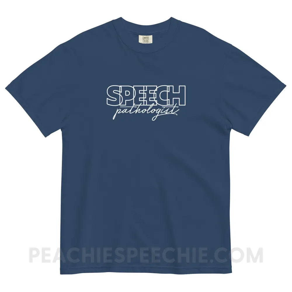 Overlapping Speech Pathologist Comfort Colors Tee - True Navy / S - peachiespeechie.com