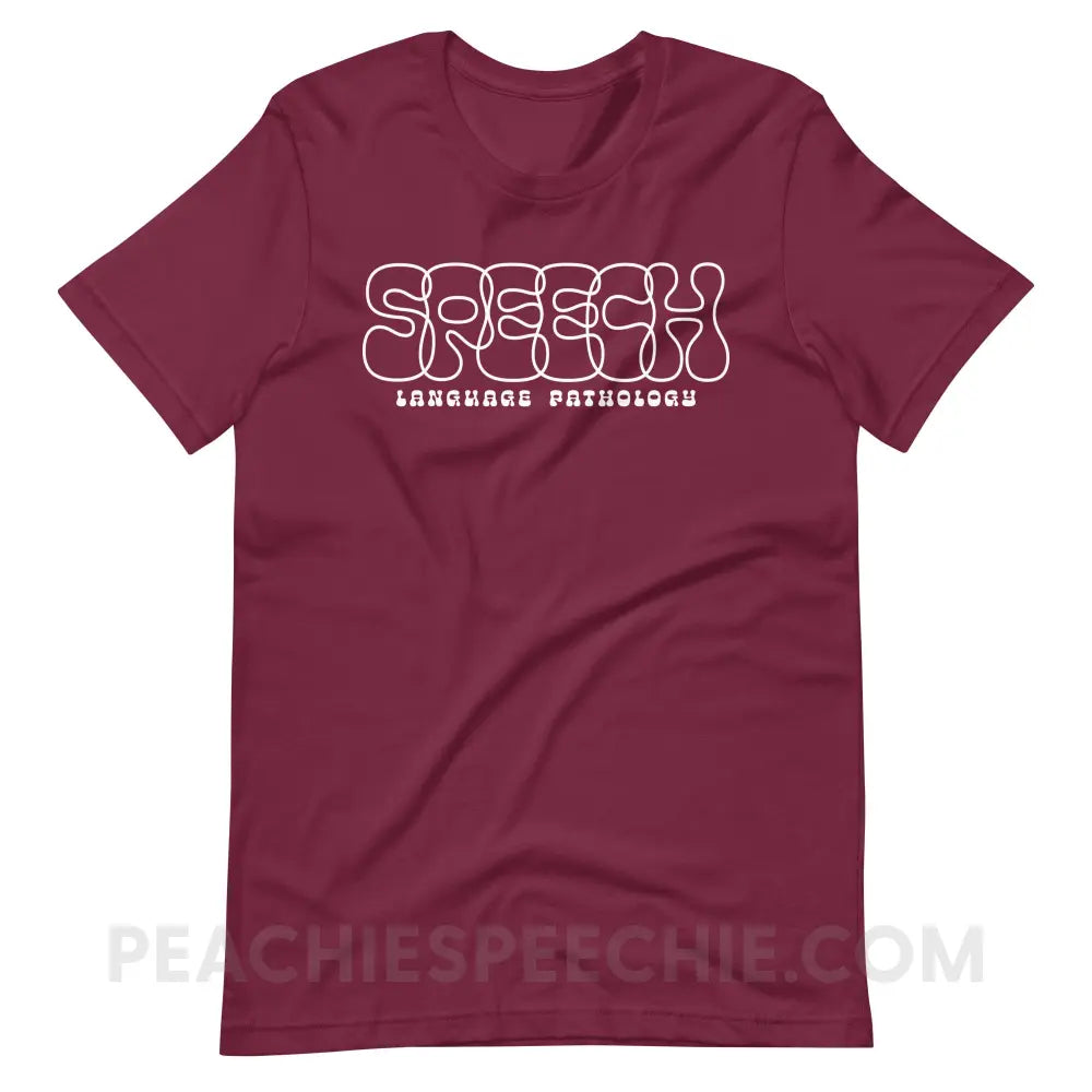 Overlapping Speech Premium Soft Tee - Maroon / S - T-Shirt peachiespeechie.com