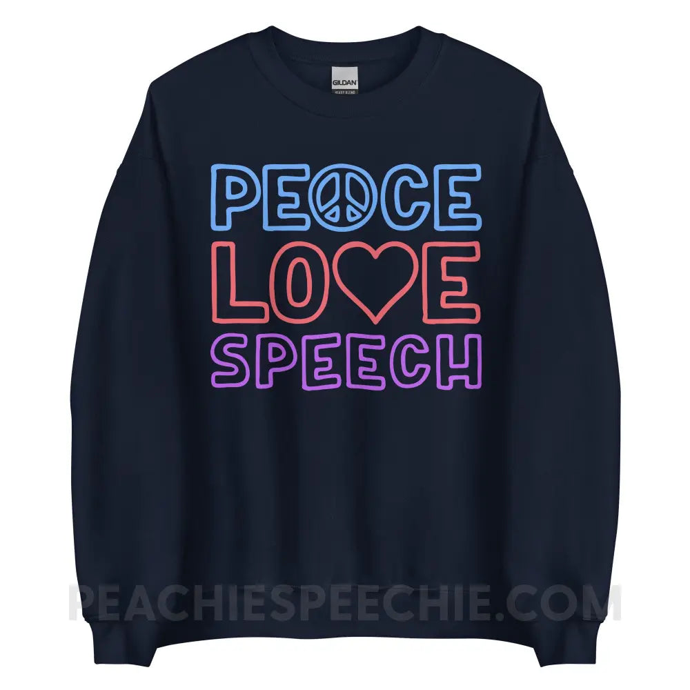 Peace Love Speech Classic Sweatshirt - Navy / S - peachiespeechie.com