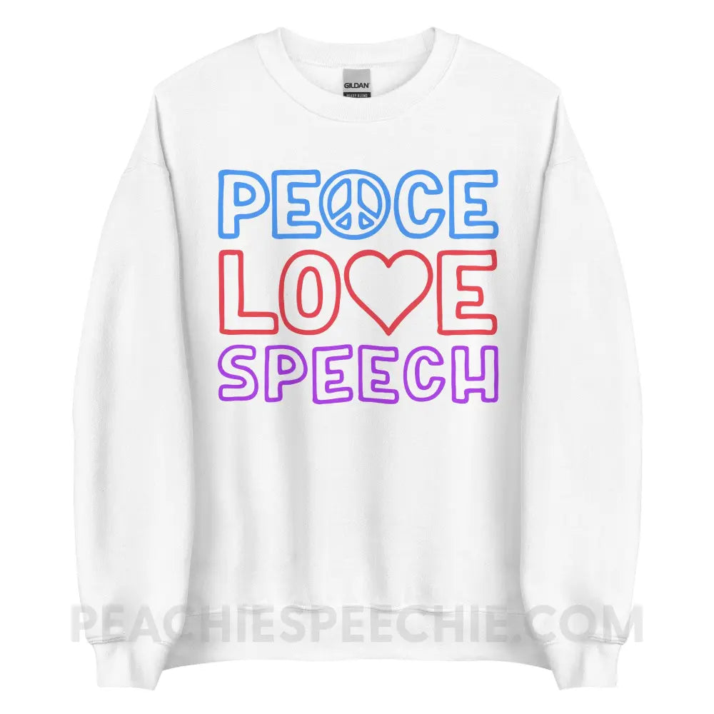 Peace Love Speech Classic Sweatshirt - White / S - peachiespeechie.com