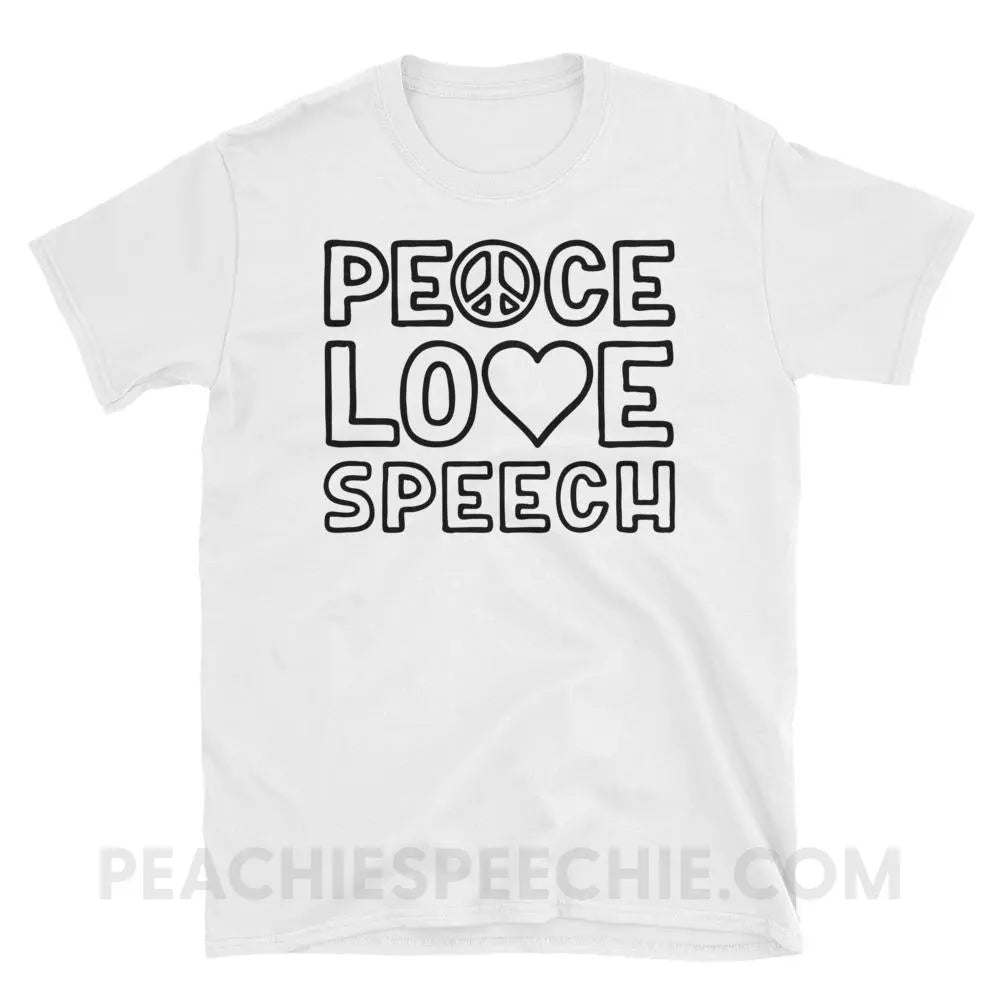 Peace Love Speech Classic Tee - White / S - T-Shirts & Tops peachiespeechie.com