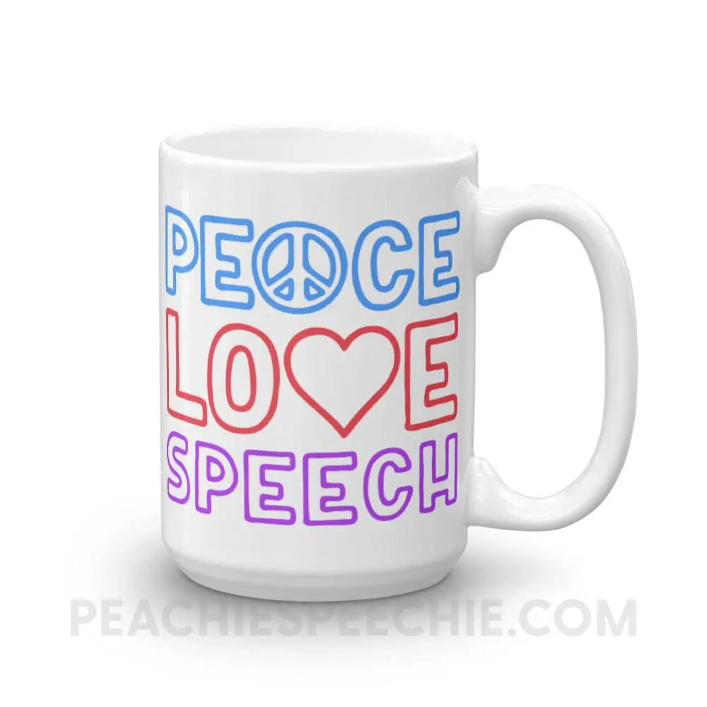 Peace Love Speech Coffee Mug - 15oz - Mugs peachiespeechie.com