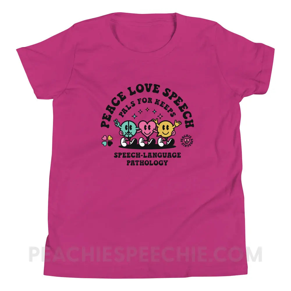 Peace Love Speech Premium Youth Tee - Berry / S - peachiespeechie.com