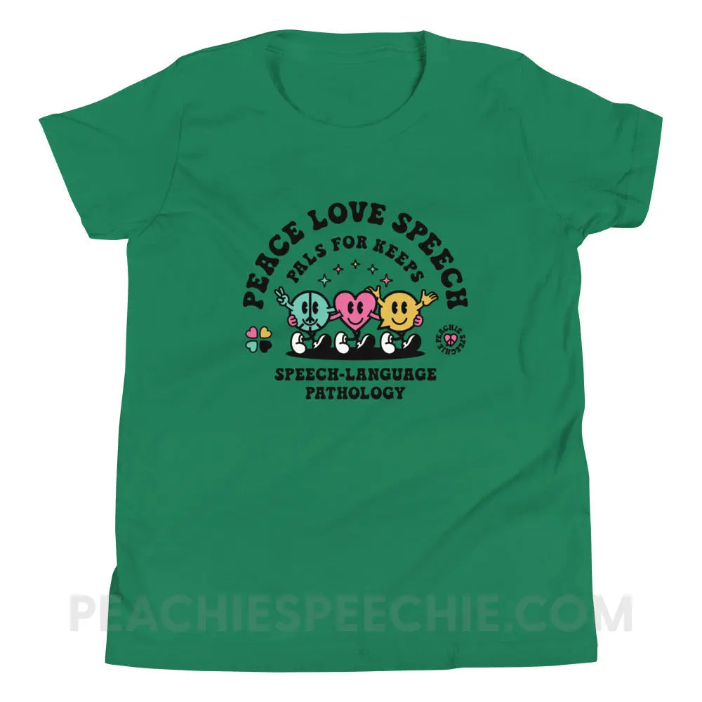 Peace Love Speech Premium Youth Tee - Kelly / S - peachiespeechie.com