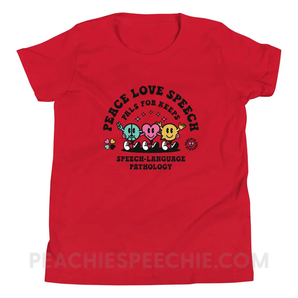 Peace Love Speech Premium Youth Tee - Red / S - peachiespeechie.com