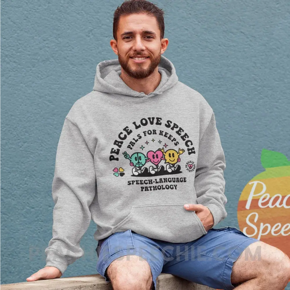 Peace Love Speech Retro Characters Classic Hoodie - peachiespeechie.com