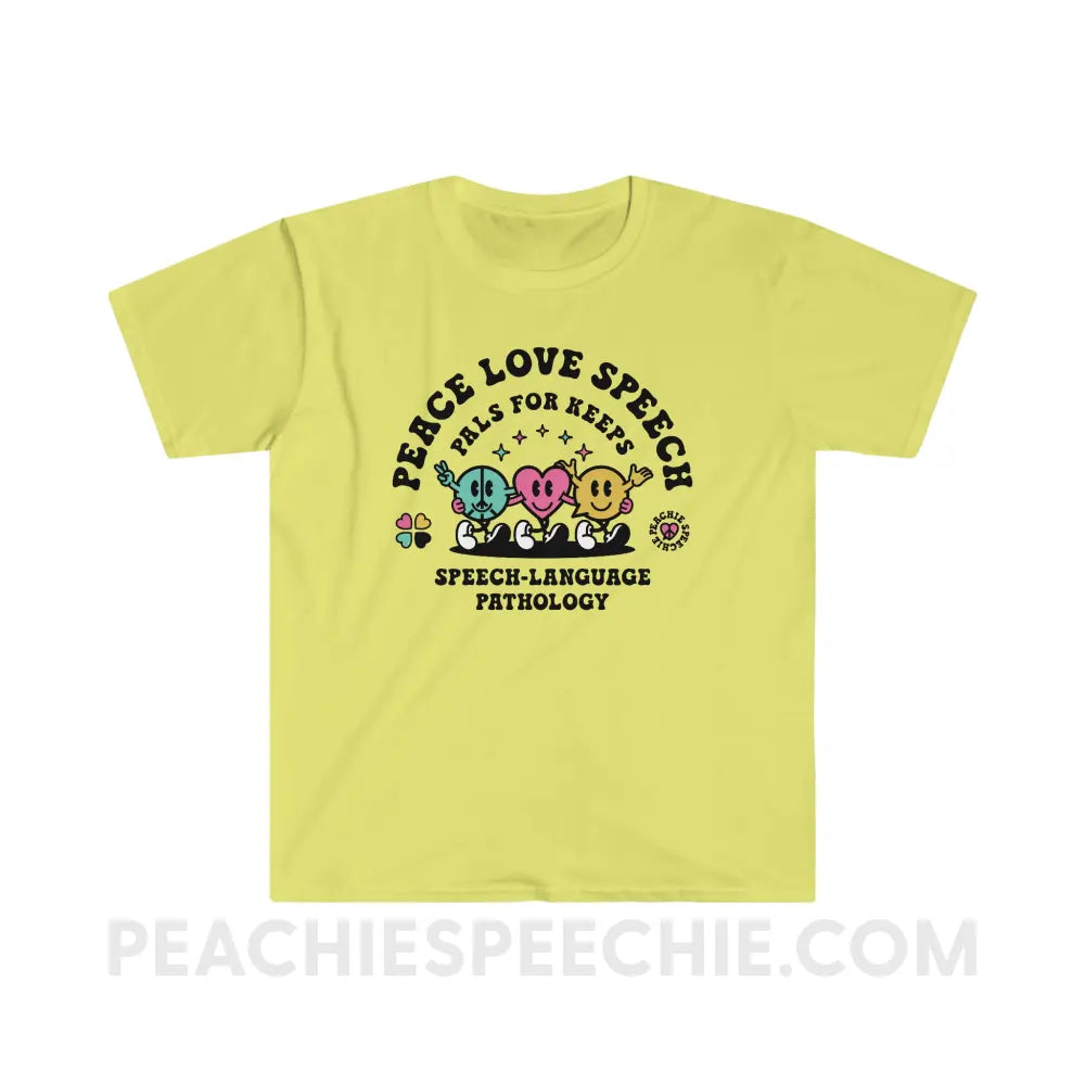 Peace Love Speech Retro Characters Classic Tee - Cornsilk / S - T-Shirt peachiespeechie.com