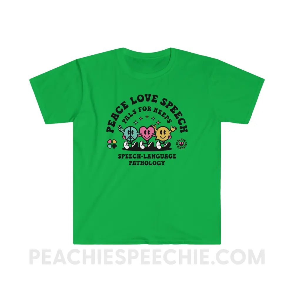 Peace Love Speech Retro Characters Classic Tee - Irish Green / S - T-Shirt peachiespeechie.com